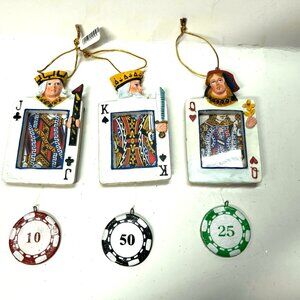 NEW Poker Chips Playing Cards Christmas Ornaments Picture Frame Queen King Joker